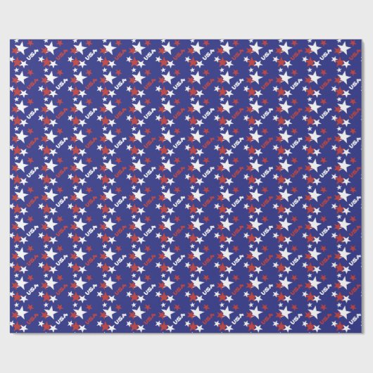 青の米国の赤と白の星 ラッピングペーパー (フラット)