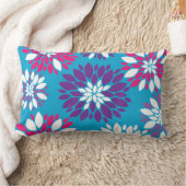 青の紫色のピンクの白い花の芸術 ランバークッション (ブランケット)