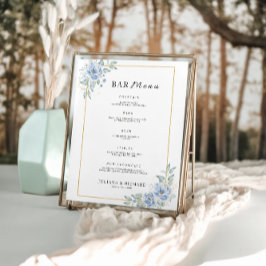 青の結婚バーメニュー記号テンプレート ポスター