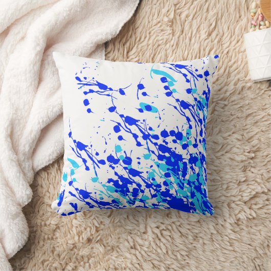 青の絵を描飛び クッション (ブランケット)