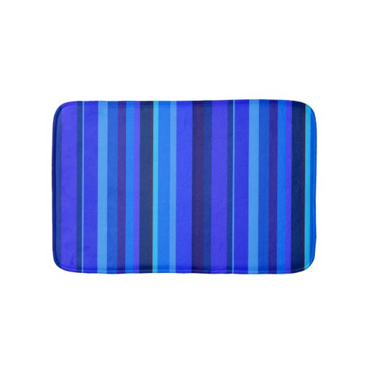 青の縦ストライプ列 バスマット (正面)