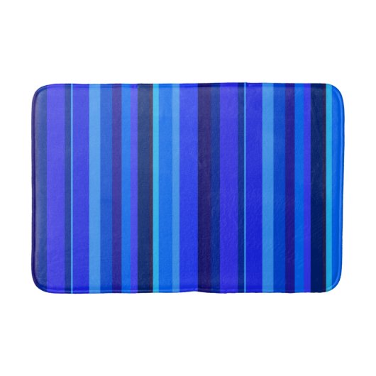 青の縦ストライプ列 バスマット (正面)