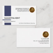 青の縦列ストライプ採用コンサルタント 名刺 (正面/裏面)