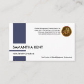 青の縦列ストライプ採用コンサルタント 名刺 (正面)