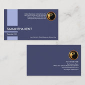 青の縦棒の人材コンサストライプルタント 名刺 (正面/裏面)