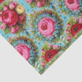 青の美しい赤ピンクの黄色のバラ 薄葉紙 (詳細)