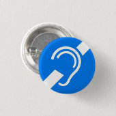 青の耳が聞こえない白のための国際的な記号 缶バッジ (正面&裏面)