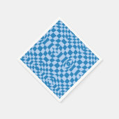 青の背市松模様に景 スタンダードカクテルナプキン (角)
