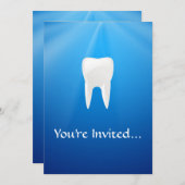 青の背景に白い歯 招待状 (正面/裏面)