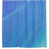 青の背景手かがみ シャワーカーテン (正面)