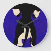 青の背景 ラージ壁時計 (正面)