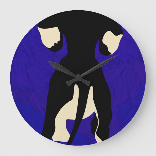 青の背景 ラージ壁時計 (正面)