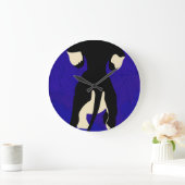 青の背景 ラージ壁時計 (ホーム)