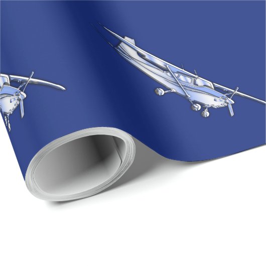 青の航空機のクロムセスナのシルエットの飛行 ラッピングペーパー (ロールコーナー)