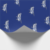 青の航空機のクロムセスナのシルエットの飛行 ラッピングペーパー (角)