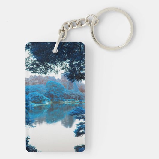 青の色が影響カッコいいを受けユニークた、自然、湖 キーホルダー (裏面)