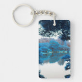 青の色が影響カッコいいを受けユニークた、自然、湖 キーホルダー (正面)