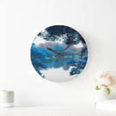 青の色が影響カッコいいを受けユニークた、自然、湖 ラージ壁時計 (ホーム)