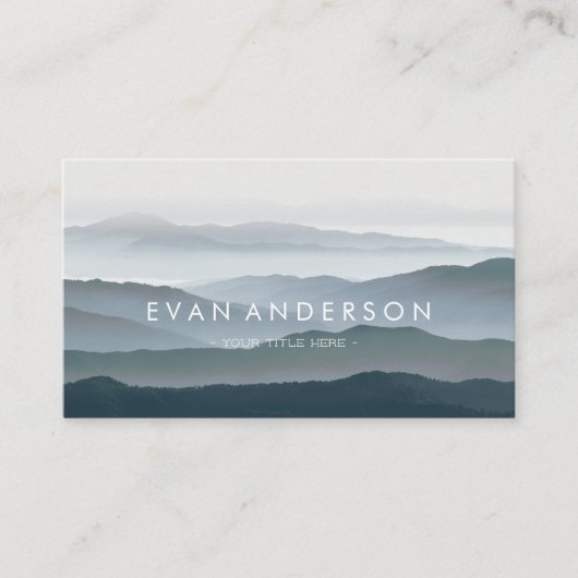 青の色合いの山脈のレイヤ 名刺 (正面)