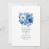 青の花のウェディング 招待状 (正面)