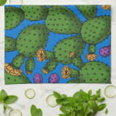 青の花オプンティア キッチンタオル (折り畳み)