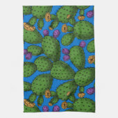 青の花オプンティア キッチンタオル (縦)