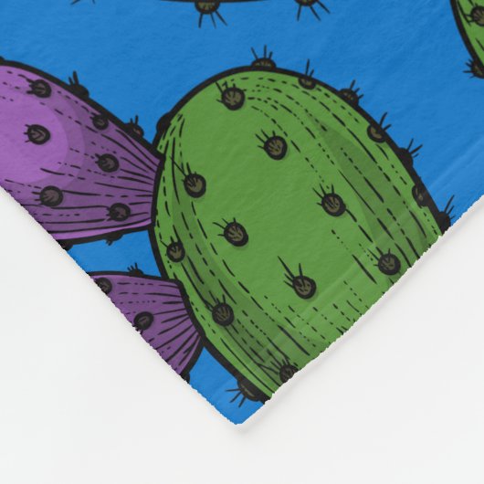青の花オプンティア フリースブランケット (角)