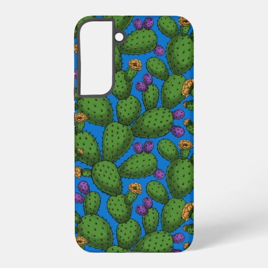 青の花オプンティア SAMSUNG GALAXYケース (裏面)