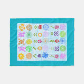 青の花 フリースブランケット (正面(横))