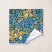 青の華美でビクトリアンなピンク及び金ゴールドのアイリス バスタオルセット (ウォッシュタオル)