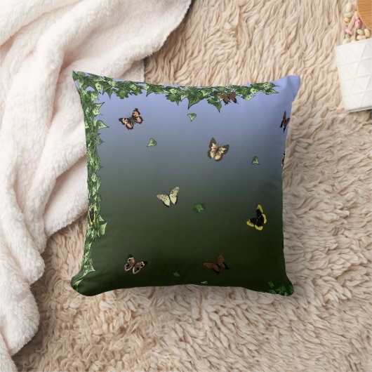 青の蝶 クッション (ブランケット)