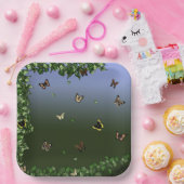 青の蝶 ペーパープレート (パーティー)