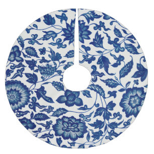 青の装中国の飾フローラ  ブラッシュドポリエステルツリースカート