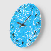 青の装飾用丸いローマ数字時計 ラージ壁時計 (傾斜)