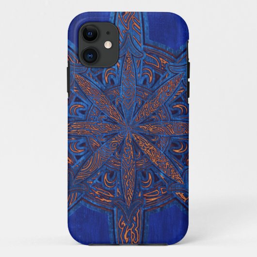 青の詳しい種族の無秩序の記号の金ゴールド Case-Mate iPhoneケース (裏面)