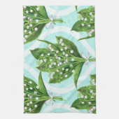 青の谷の花のユリの花束 キッチンタオル (縦)