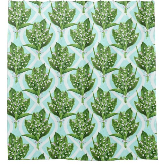 青の谷の花のユリの花束 シャワーカーテン (正面)