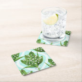 青の谷の花のユリの花束 スクエアペーパーコースター (インサイチュ)