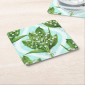 青の谷の花のユリの花束 スクエアペーパーコースター (アングル)