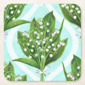 青の谷の花のユリの花束 スクエアペーパーコースター (正面)