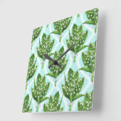 青の谷の花のユリの花束 スクエア壁時計 (傾斜)