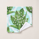 青の谷の花のユリの花束 バスタオルセット (ウォッシュタオル)