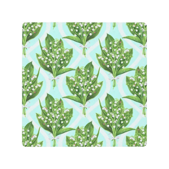 青の谷の花のユリの花束 メタルプリント (正面)