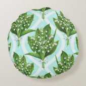 青の谷の花のユリの花束 ラウンドクッション (裏面)