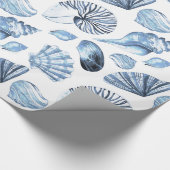 青の貝殻の継ぎ目が無いパターン ラッピングペーパー (角)