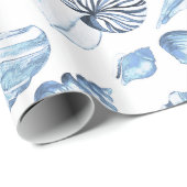 青の貝殻の継ぎ目が無いパターン ラッピングペーパー (ロールコーナー)