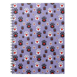 青の赤いハート付きポープリント ノートブック