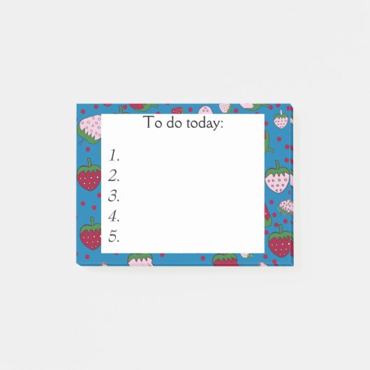 青の赤とピンクのイチゴに注意 ポストイット (正面)