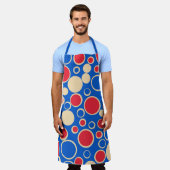 青の赤と青の点 エプロン (着用した状態)