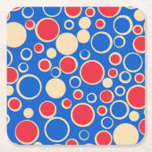 青の赤と青の点 スクエアペーパーコースター (正面)